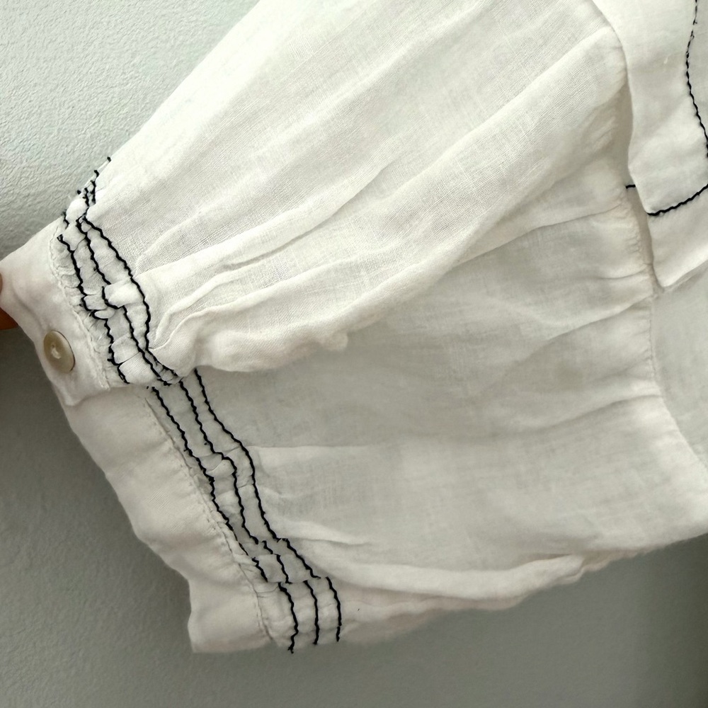 Maeve White Linen Tunic with Black Trim/Stitching XL - Picture 10 of 12